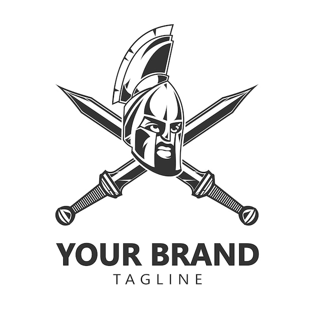 Spartan warrior helmet logo design