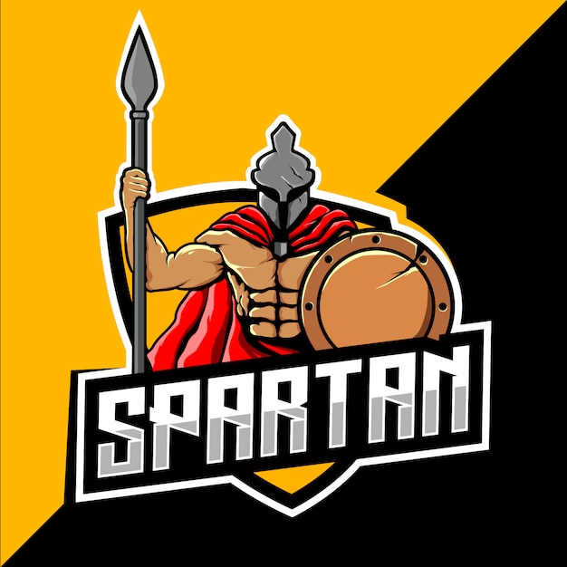 Vettore logo esport mascotte guerriero spartano