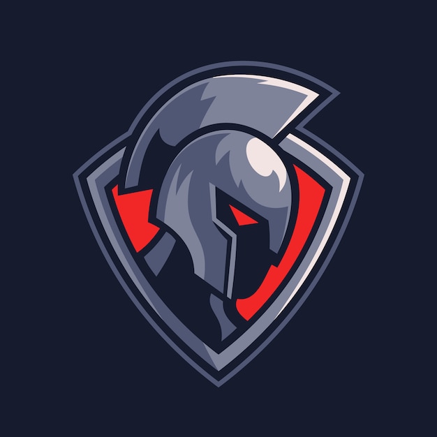 Спартанский воин на щите спорт логотип дизайн