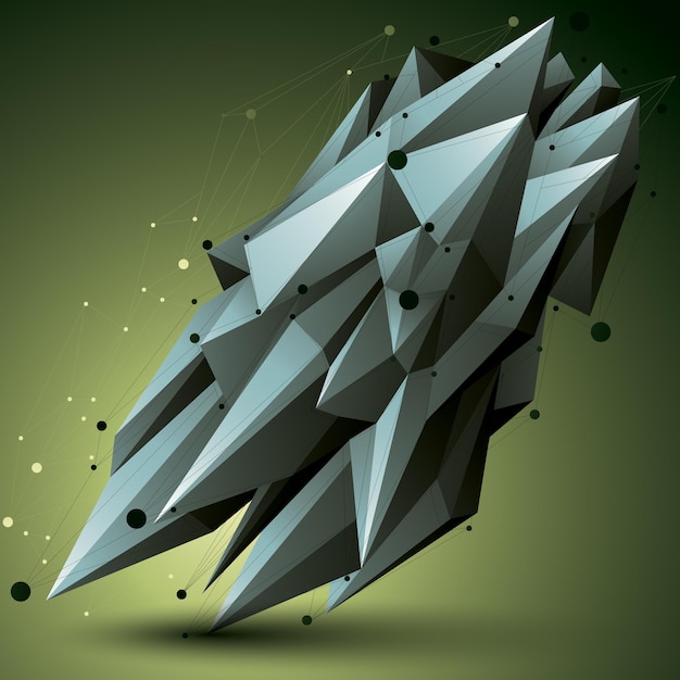 spatial technological contrast shape, polygonal wireframe object.