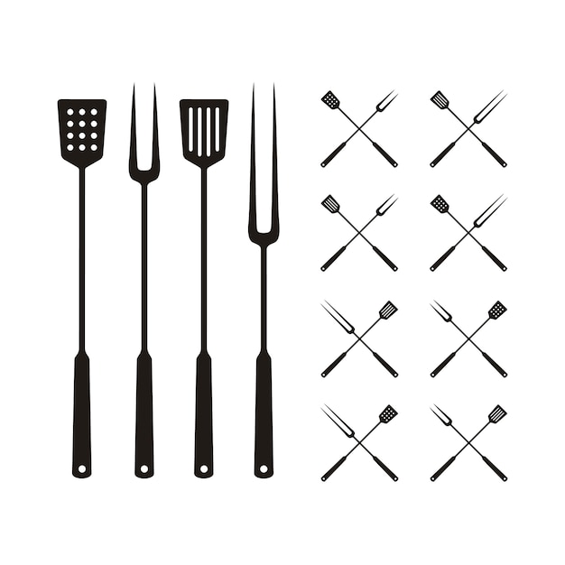 Spatula and Fork for BBQ Grill, Barbeque logo