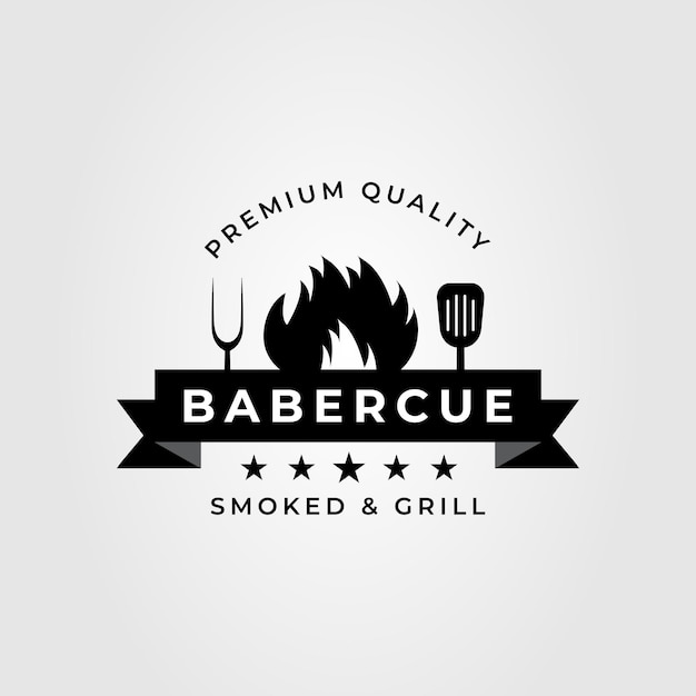 Vector spatula, fork, and fire barbecue logo vector illustration design