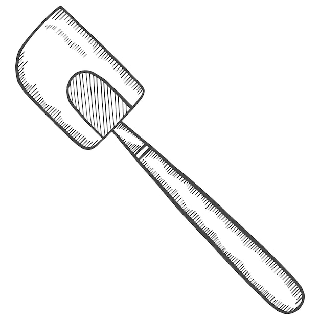 A black and white illustration of a rubber spatula Stock Photo - Alamy