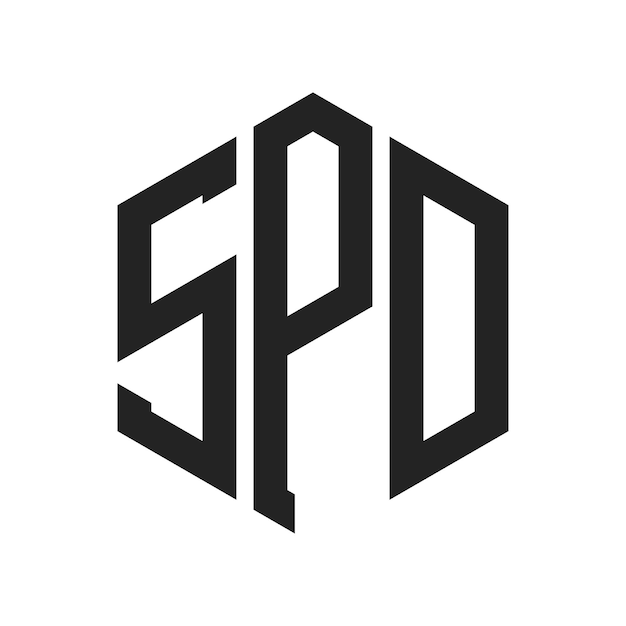 Дизайн логотипа SPD Первоначальная буква SPD Монограмма Логотип с использованием шестиугольной формы