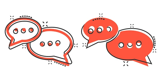 Speak chat sign icon in comic style Speech bubbles cartoon vector illustration on white isolated background Team discussion button splash effect business concept