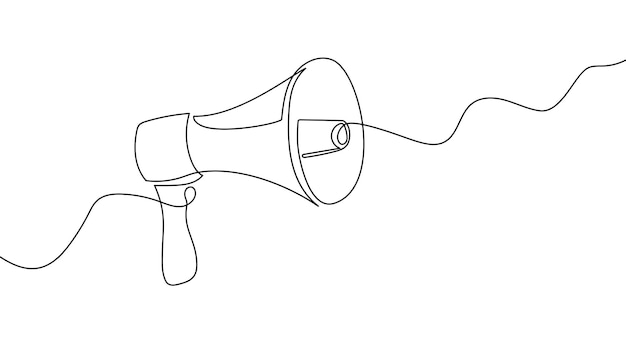 Speaker continuous line megaphone icon illustration sketch media art Doodle art speaker voice