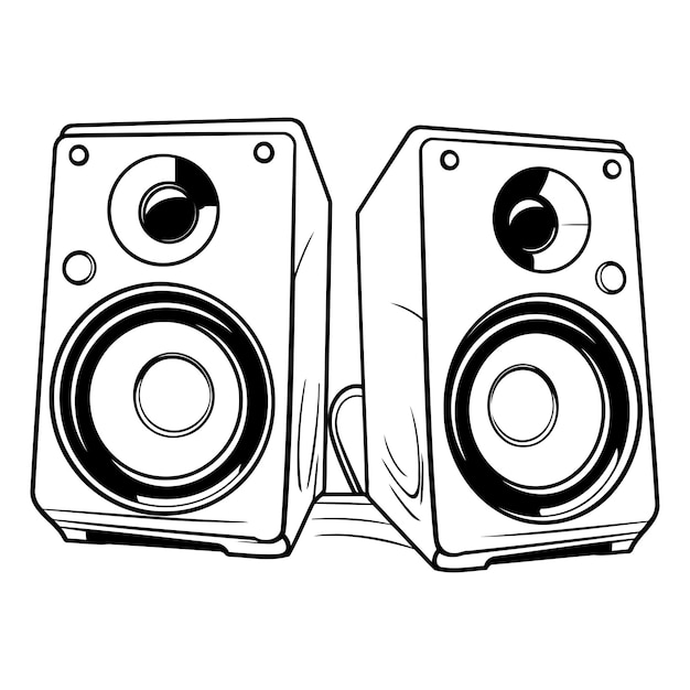 Vector speaker icon cartoon in black and white isolated vector illustration graphic design