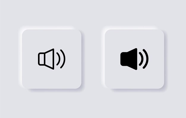 Speaker icon sound volume symbol in neumorphism buttons or neumorphic style ui ux app icons