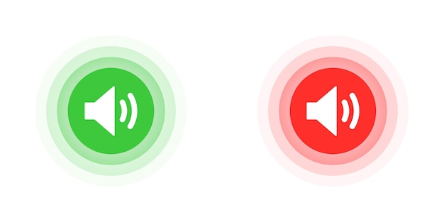 ベクトル 緑と赤の円形のスピーカー アイコン ベクトル図