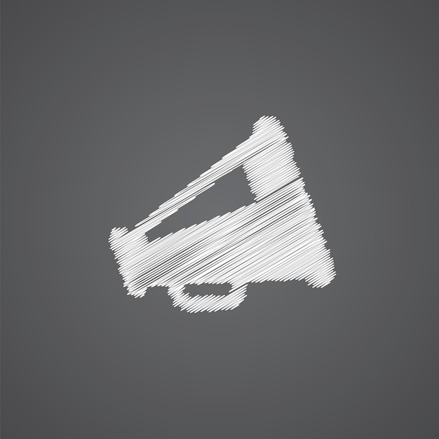 Icona di doodle del logo di schizzo dell'altoparlante isolata su sfondo scuro