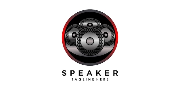 Speaker sound system logo design with creative concept premium vector