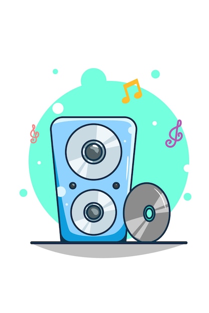 Speaker with cassette cartoon illustration