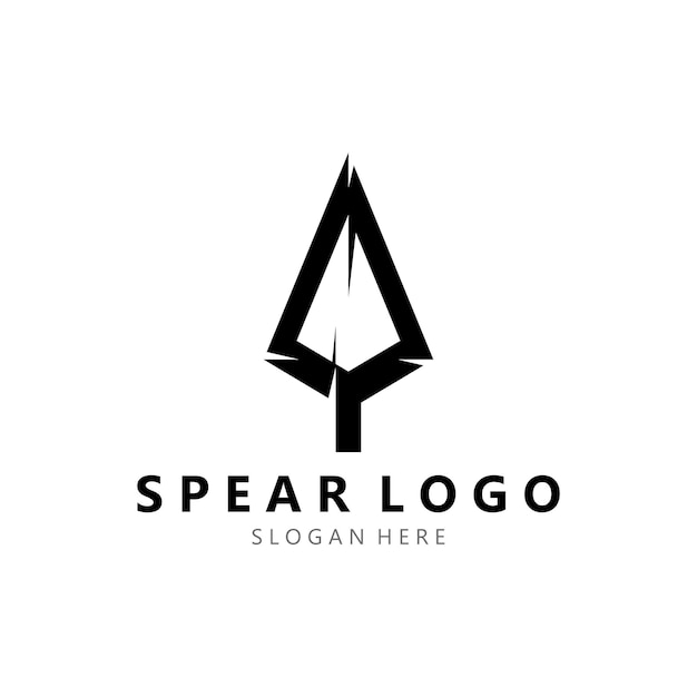 Дизайн логотипа копья с векторной иллюстрацией шаблона