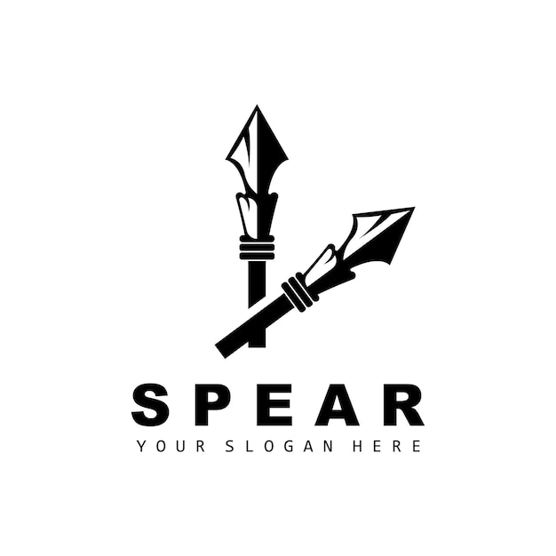 Spear Logo Hunting Gear Design Arrow War Weapon Product Brand Vector