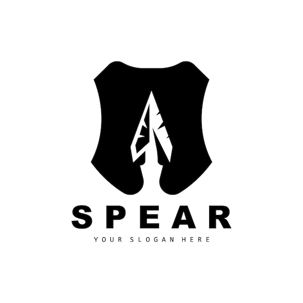 Spear logo hunting gear design arrow war weapon product brand vector