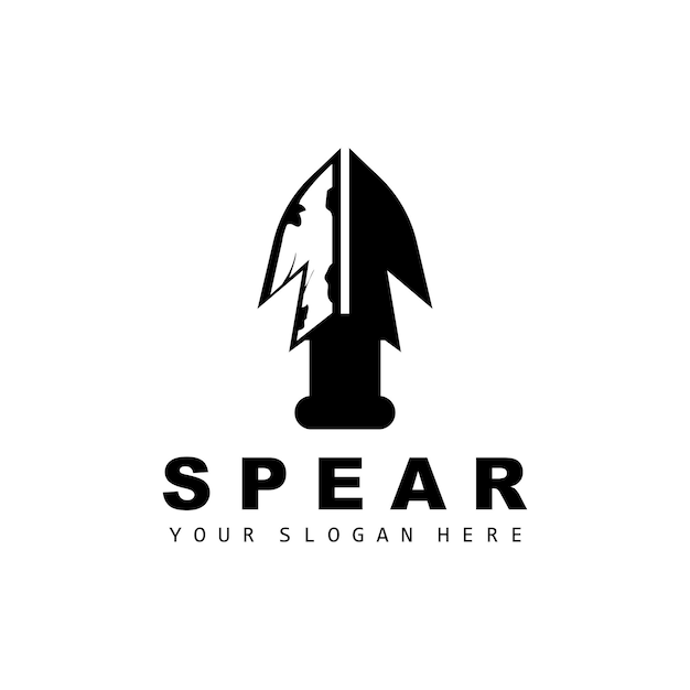 Spear Logo Hunting Gear Design Arrow War Weapon Product Brand Vector