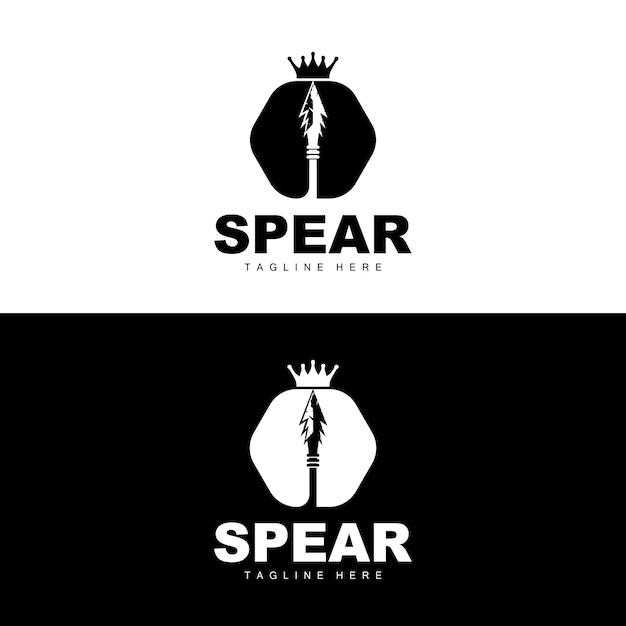 Логотип копья для метания оружия на дальние дистанции. Дизайн иконок продукта и компании.