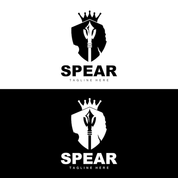 Логотип копья для метания оружия на дальние дистанции. Дизайн иконок продукта и компании.