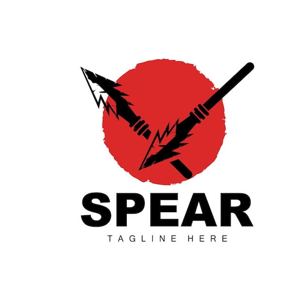 Vector spear logo long range throwing weapon target icon design product and company brand icon illustration