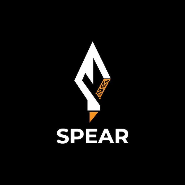 Spear and tech logo design concept