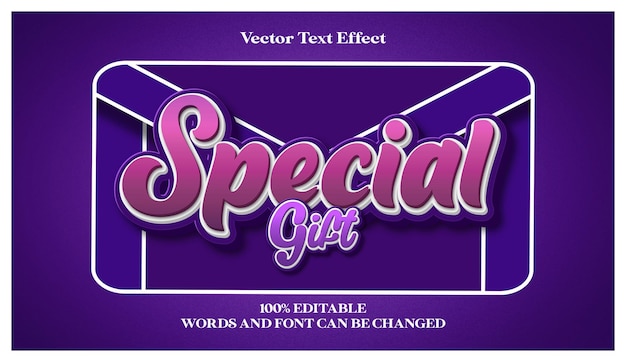 speciaal cadeau 3D-bewerkbaar teksteffect met paarse effectstijl