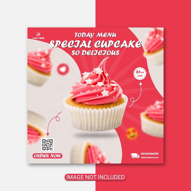 Speciaal Cupcake Flyer-sjabloonontwerp Premium Vector