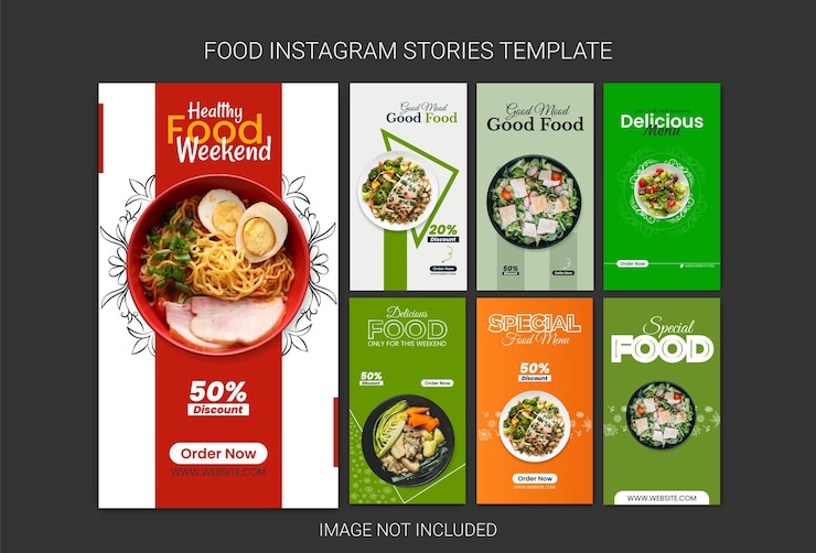 speciaal eten Instagram verhaalsjabloon restaurant sociale media sjabloonset