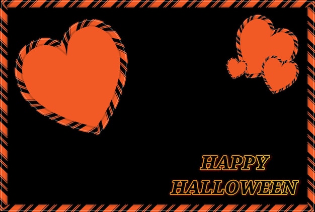 Speciaal halloween-frame met zwarte achtergrond en snoepharten. fijne Halloween