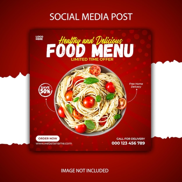 Speciaal heerlijk eten social media banner post-sjabloon