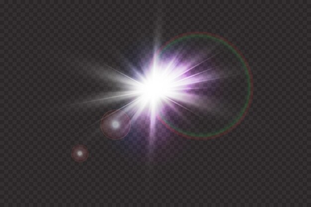 speciaal lens flare lichteffect. Zonneflits met stralen en schijnwerpers.