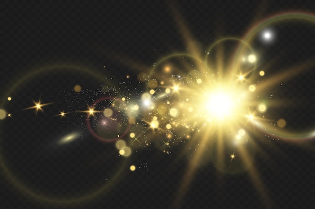 Speciaal lensflitslichteffect De flits flitst stralen en zoeklicht illustreert Wit gloeiend licht