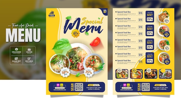 Speciaal menu restaurant flyer
