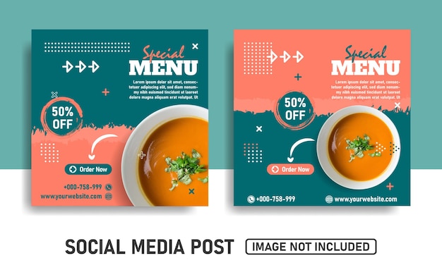 Vector speciaal menu social media post