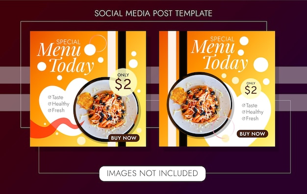 Vector speciaal menu vandaag social media postsjabloon