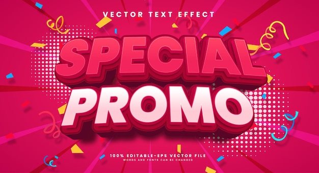 Speciaal promo 3d bewerkbaar vectortekststijleffect geschikt voor promotieproductnaam