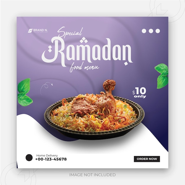 Speciaal Ramadan Kareem-kipmenu social media post-sjabloonontwerp