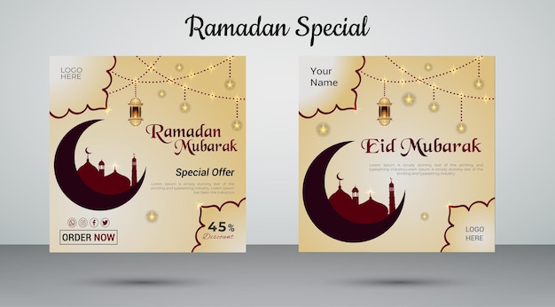 Speciaal Ramadan Mubarak-postontwerp voor sociale media