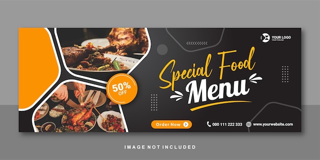 Vector speciaal voedselmenu facebook banner premium design