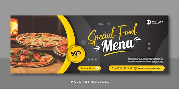 Vector speciaal voedselmenu facebook banner premium design