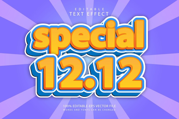 Special 12.12 editable text effect 3 dimension emboss cartoon style