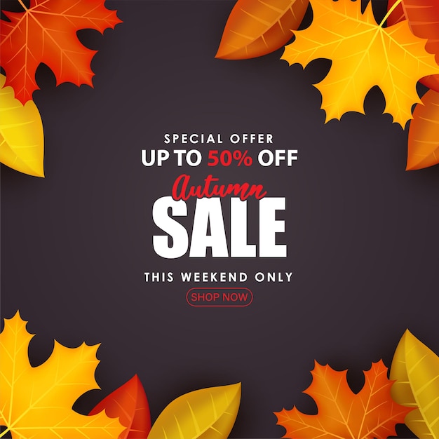 Special autumn sale on black background.