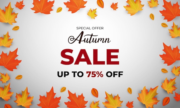 Special autumn sale with leaf fall