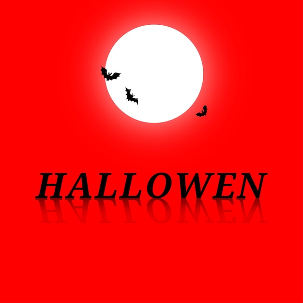 Special background for halloween in red color with full moon and black sign