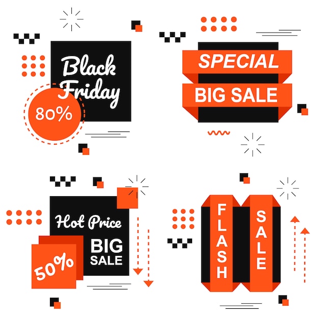 Vector special black friday orange banner set vector