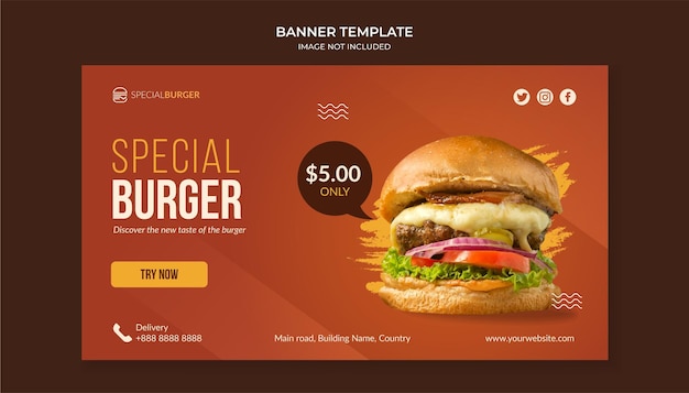 Special burger banner template for fast food restaurant