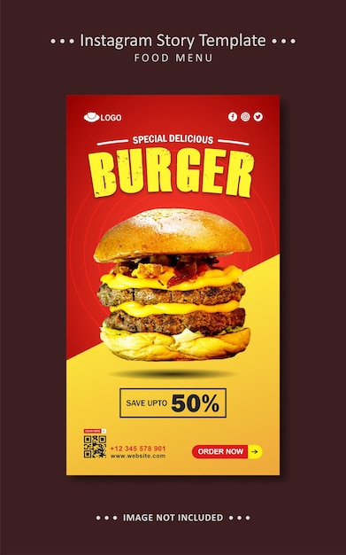 Special burger flyer instagram facebook story шаблон