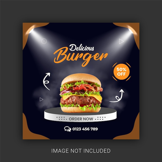 Специальный дизайн Burger для социальных сетей и постов в Instagram