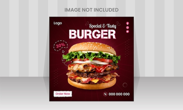 Vector special burger social media post banner template design