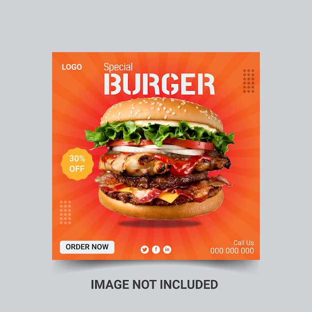 Special burger social media post design template