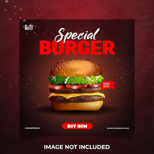 Modello di post social media hamburger speciale